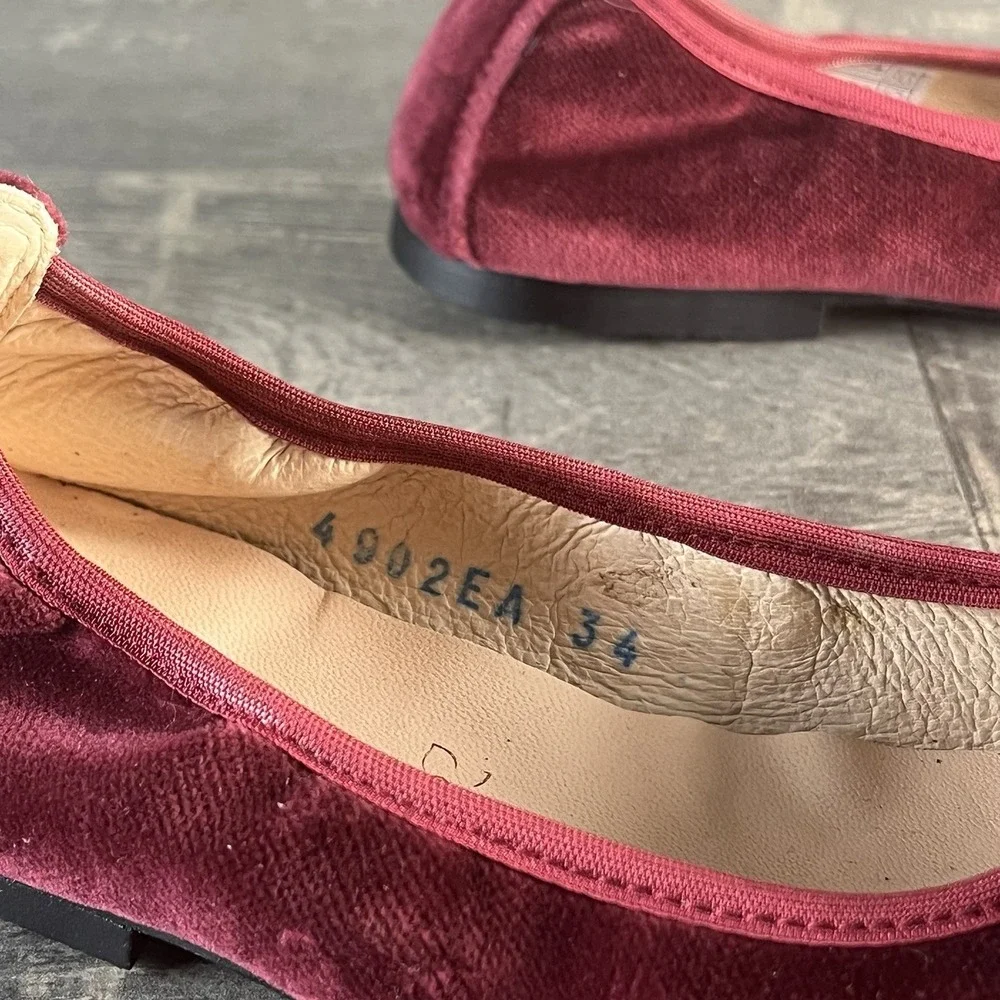 Marianitas Velvet Ballet Flats Burgundy Bow Girls US 3 Spain